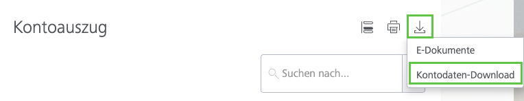 Download-Menü beim Kontoauszug mit der Option Kontodaten-Download